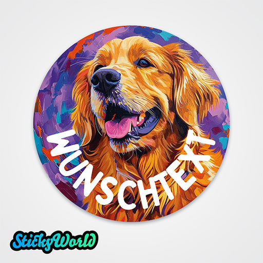 Golden Retriever Pop-Art Sticker mit Wunschname – Personalisierter Hunde-Aufkleber für Hundeliebhaber