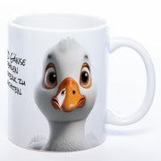 lustige Kaffeetasse mit Gänsekopf und Spruch 9 von 10 Gänse empfehlen Steak zu Weihnachten - weiß