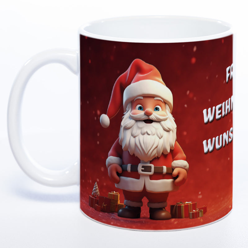 Weihnachtsmann-Tasse mit Wunschnamen - spülmaschinenfest