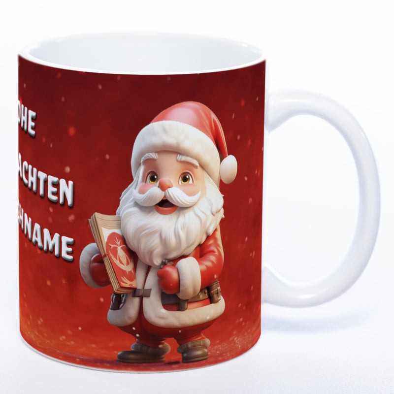Weihnachtsmann-Tasse mit Wunschnamen - spülmaschinenfest