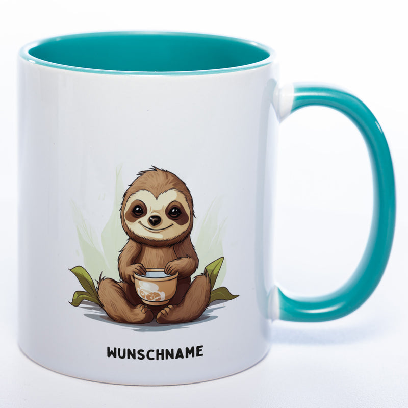 Motiv-Tasse  Yogafaultier 2 mit Wunschnamen - Teetasse StickyWorld Exclusive spülmaschinenfest