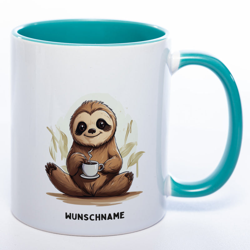 Motiv-Tasse  Yogafaultier 3 mit Wunschnamen - Teetasse StickyWorld Exclusive spülmaschinenfest
