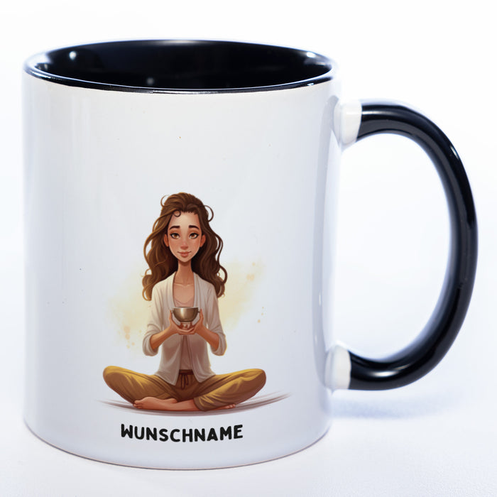 Motiv-Tasse Yoga Ruhe-Royalty mit Wunschnamen - Teetasse StickyWorld Exclusive spülmaschinenfest