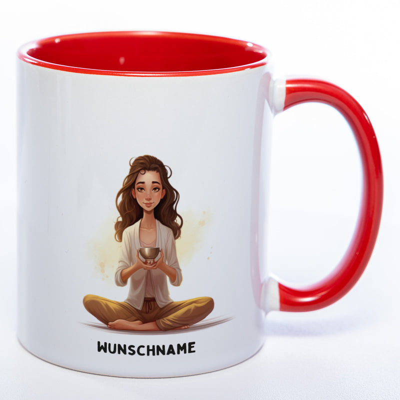 Motiv-Tasse  Yoga Ruhe-Royalty  mit Wunschnamen - Teetasse StickyWorld Exclusive spülmaschinenfest