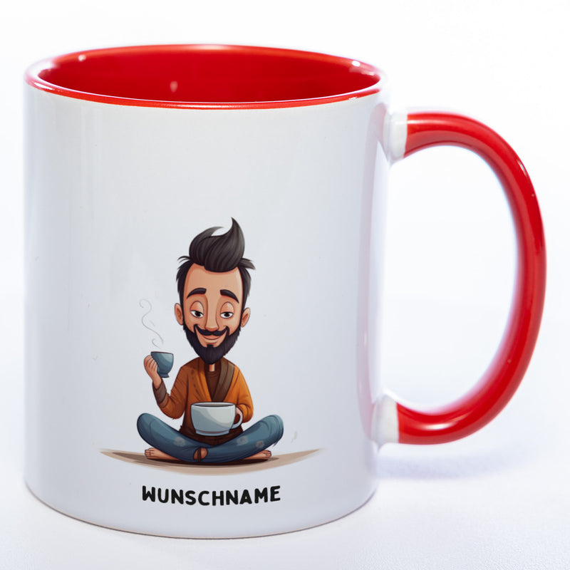 Motiv-Tasse Yoga Balance-Buddie mit Wunschnamen - Teetasse StickyWorld Exclusive spülmaschinenfest