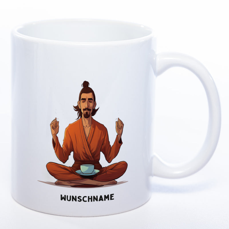 Motiv-Tasse  Yogamann  mit Wunschnamen - Teetasse StickyWorld Exclusive spülmaschinenfest