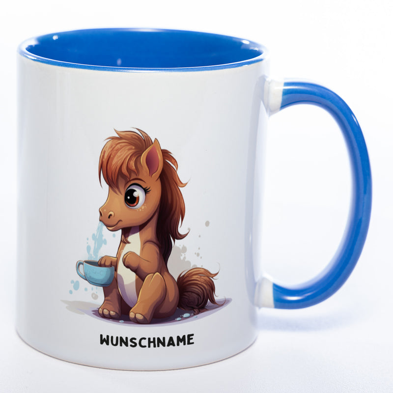 Motiv-Tasse  Yogapferd 3  mit Wunschnamen - Teetasse StickyWorld Exclusive spülmaschinenfest