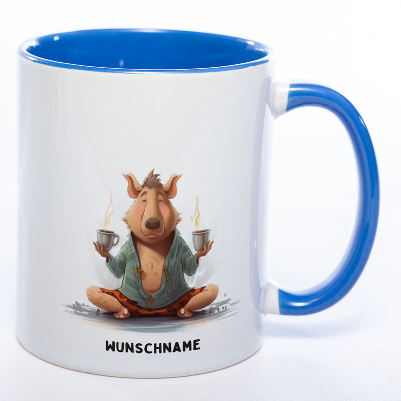 Motiv-Tasse  Yogaschwein  3 mit Wunschnamen - Teetasse StickyWorld Exclusive spülmaschinenfest
