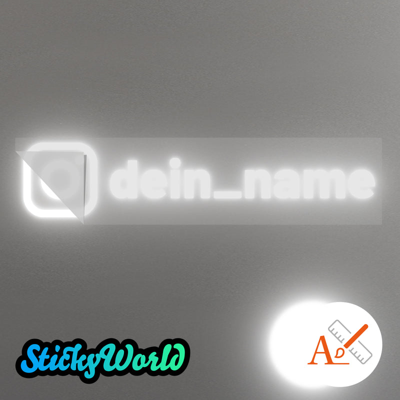 Social Media Sticker mit Deinem Namen in Sonderfarben GLITZER, REFLEKTOR, HOLO, GOLD, SILBER, NEON, FARBWECHSEL, MILCHGLAS