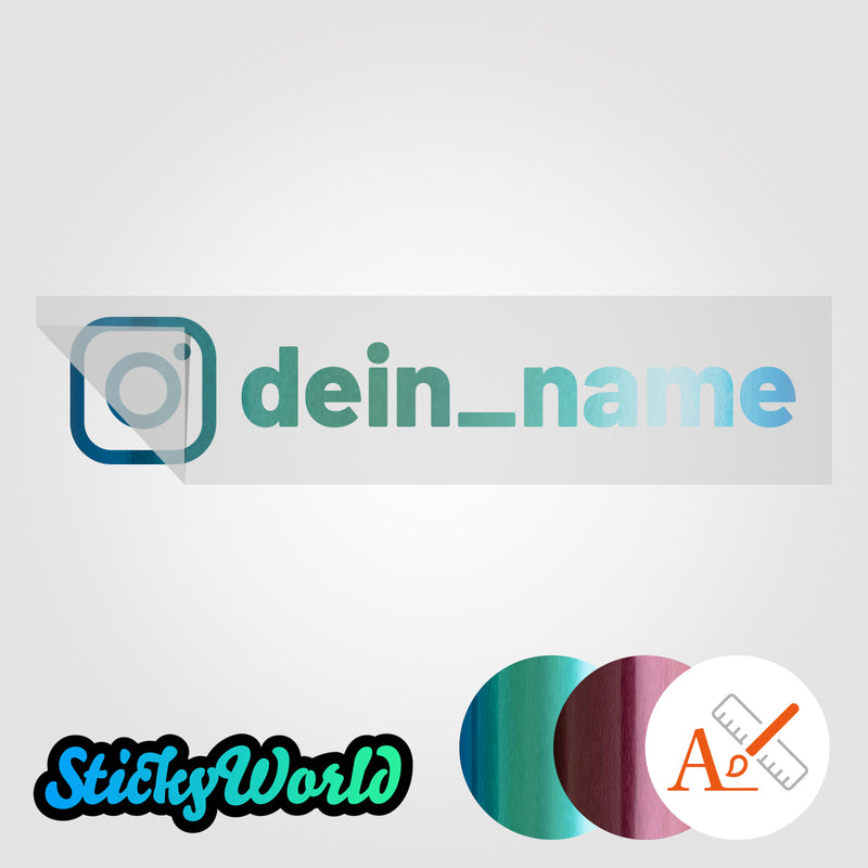 Social Media Sticker mit Deinem Namen in Sonderfarben GLITZER, REFLEKTOR, HOLO, GOLD, SILBER, NEON, FARBWECHSEL, MILCHGLAS