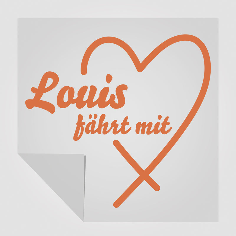 ... fährt mit | Individueller Sticker mit Wunschtext