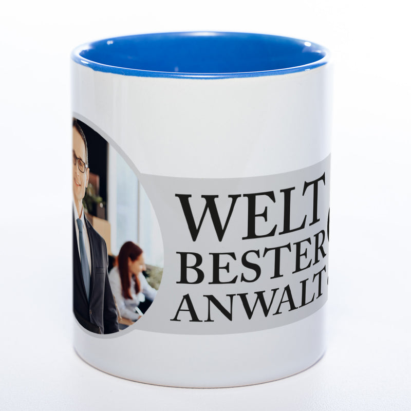 Tasse "Weltbester Anwalt" mit Foto (HD Druck) | Jetzt selbst gestalten! spülmaschinenfest