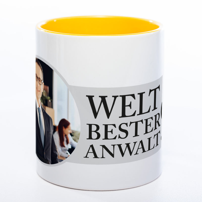 Tasse "Weltbester Anwalt" mit Foto (HD Druck) | Jetzt selbst gestalten! spülmaschinenfest