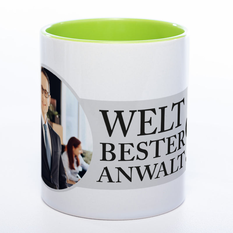 Tasse "Weltbester Anwalt" mit Foto (HD Druck) | Jetzt selbst gestalten! spülmaschinenfest