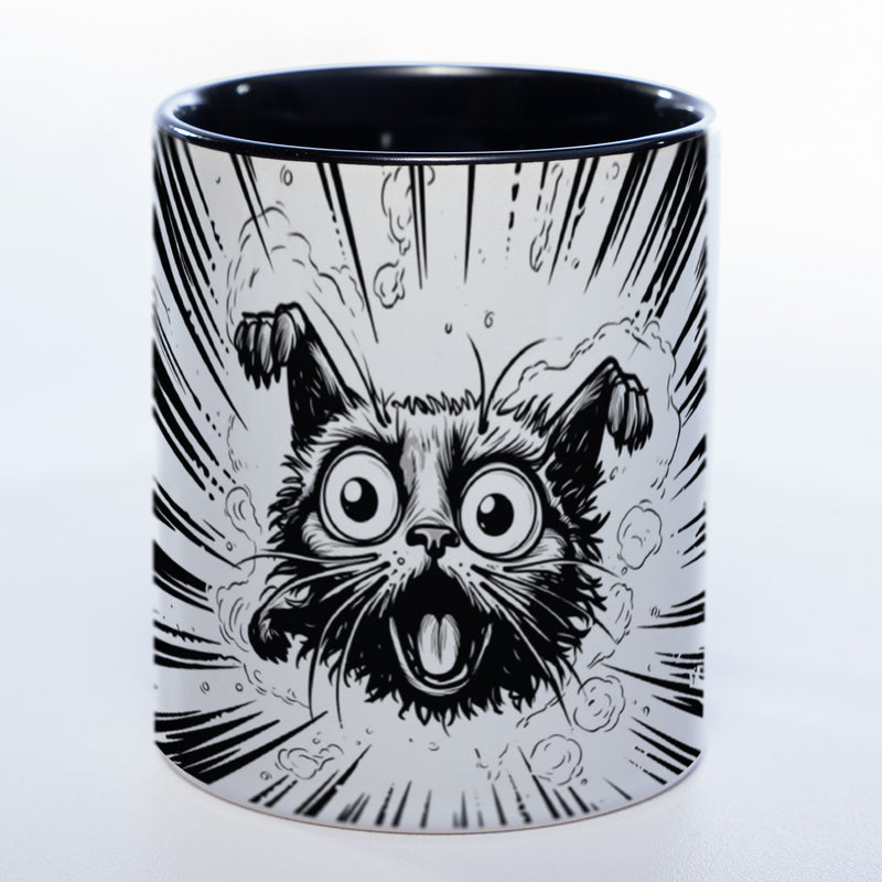 Spülmaschinenfeste Motiv-Tasse mit Motiv Crazy Cat- exclusive Kaffeetasse