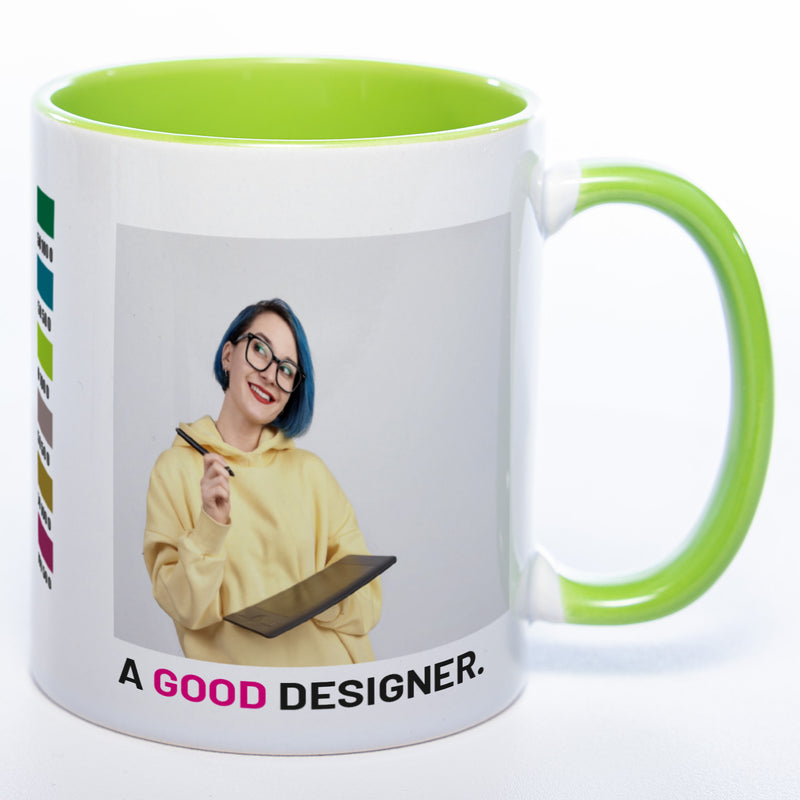 Spülmaschinenfeste Tasse "A Good Designer" mit Foto (HD Druck) | Jetzt selbst gestalten!