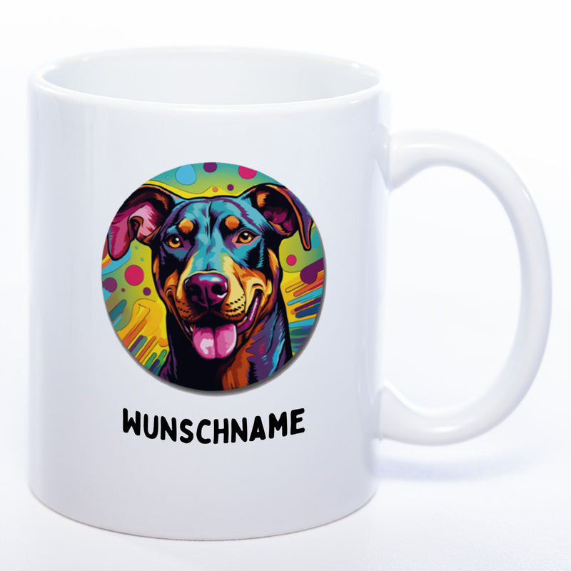 Mug Art Tasse mit Dobermann Motiv 3 wahlweise mit NAME - Kaffeetasse StickyWorld Exclusive