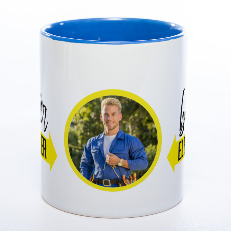 Spülmaschinenfeste Tasse "Bester Elektriker" mit Foto (HD Druck) | Jetzt selbst gestalten!