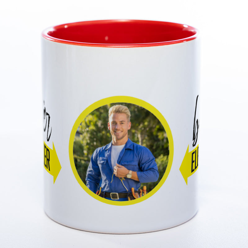 Spülmaschinenfeste Tasse "Bester Elektriker" mit Foto (HD Druck) | Jetzt selbst gestalten!