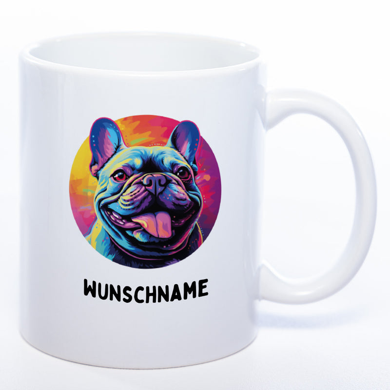 Mug Art Tasse mit Französische Bulldogge Motiv & wahlweise mit NAMEN  - Kaffeetasse StickyWorld Exclusive