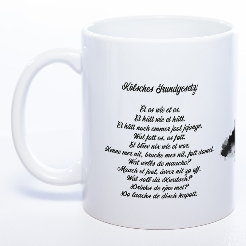 Motiv-Tasse Skyline KÖLN mit kölschem Grundgesetz spülmaschinenfest