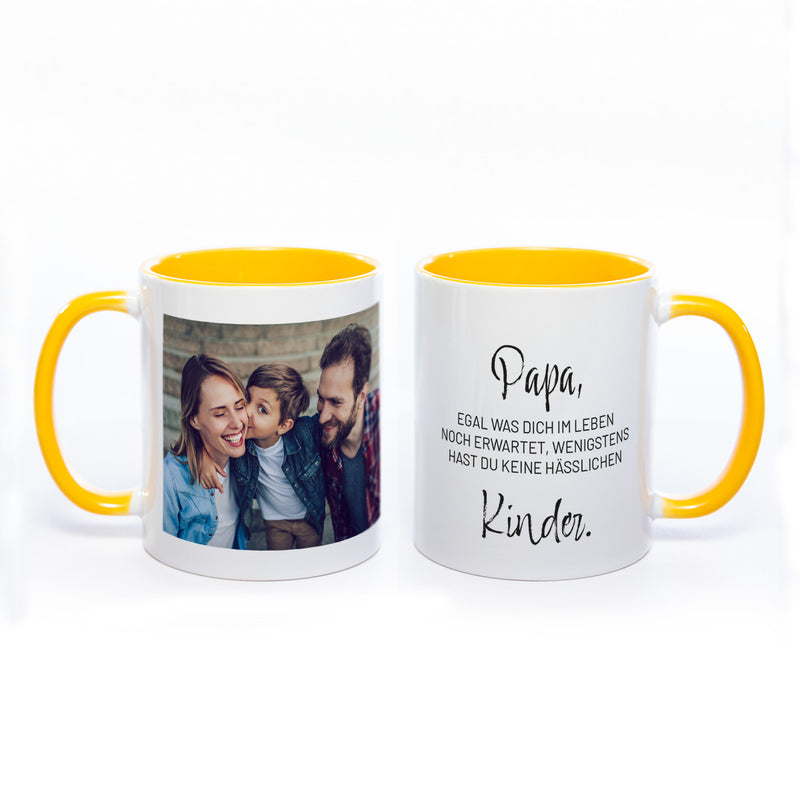 Spülmaschinenfeste Tasse "Papa" mit Foto (HD Druck) | Jetzt selbst gestalten!