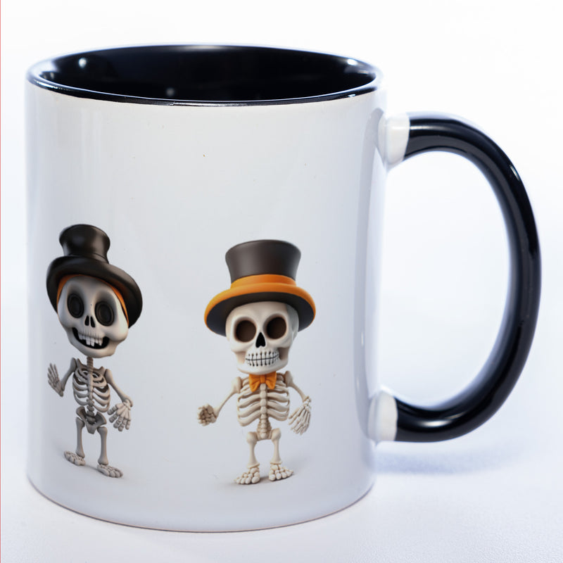 Tasse mit süßen Skelettons - exclusive Kaffeetasse - spülmaschinenfest