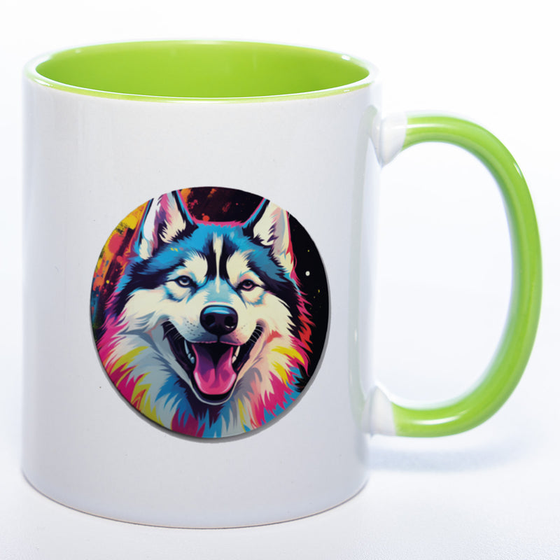 Mug Art Tasse mit Husky Motiv 2 wahlweise mit NAME - Kaffeetasse StickyWorld Exclusive
