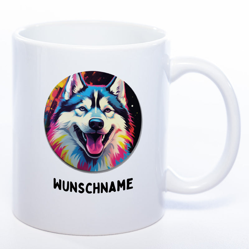 Mug Art Tasse mit Husky Motiv 2 wahlweise mit NAME - Kaffeetasse StickyWorld Exclusive
