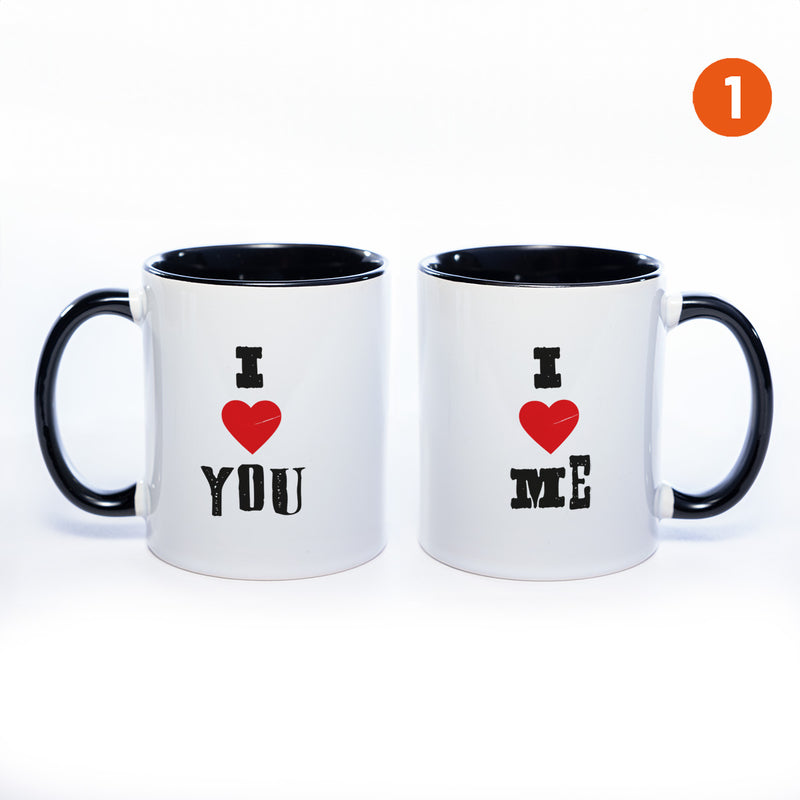 Motiv - Tasse mit Sprüchen "I LOVE ME" & "I LOVE YOU" spülmaschinenfest