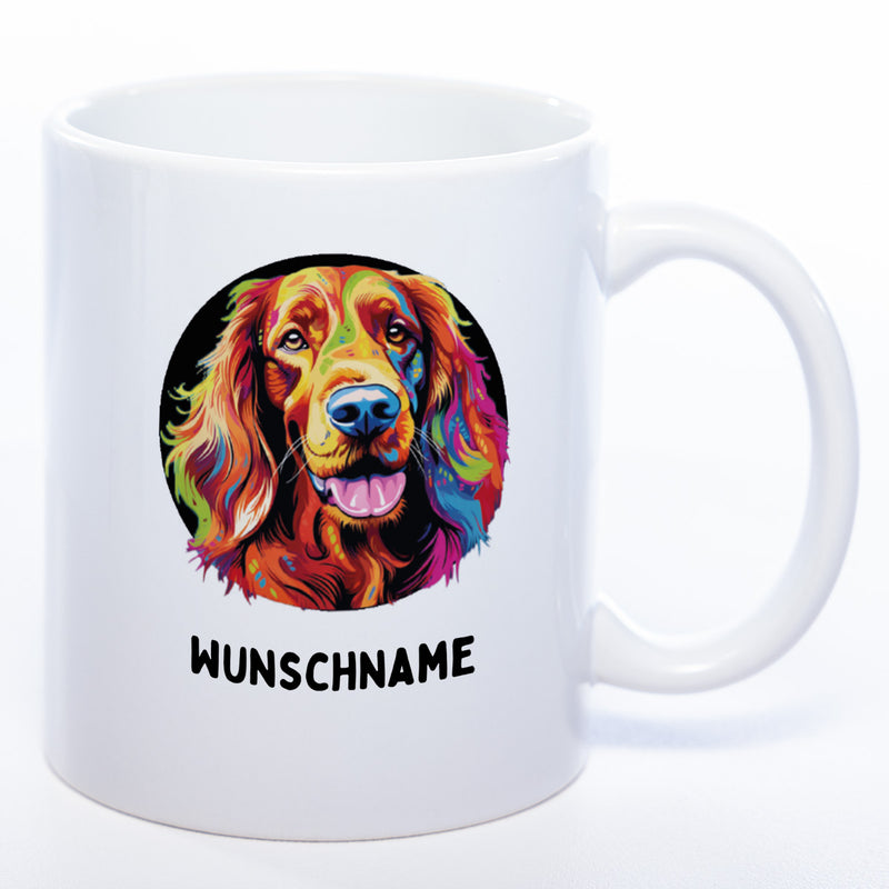 Mug Art Tasse mit Irish Setter Motiv wahlweise mit NAME - Kaffeetasse StickyWorld Exclusive