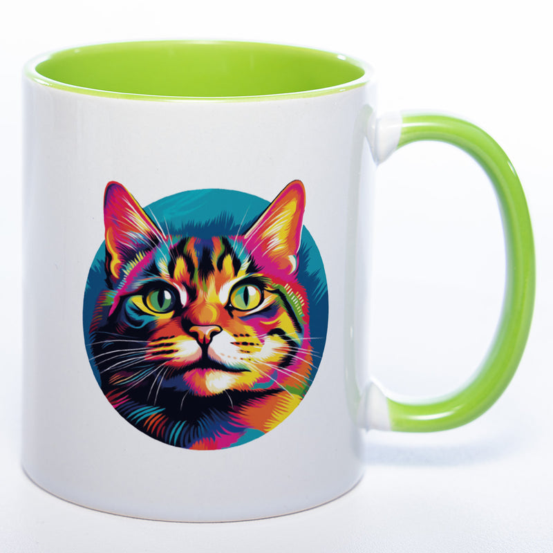 grüne Tasse mit Katze