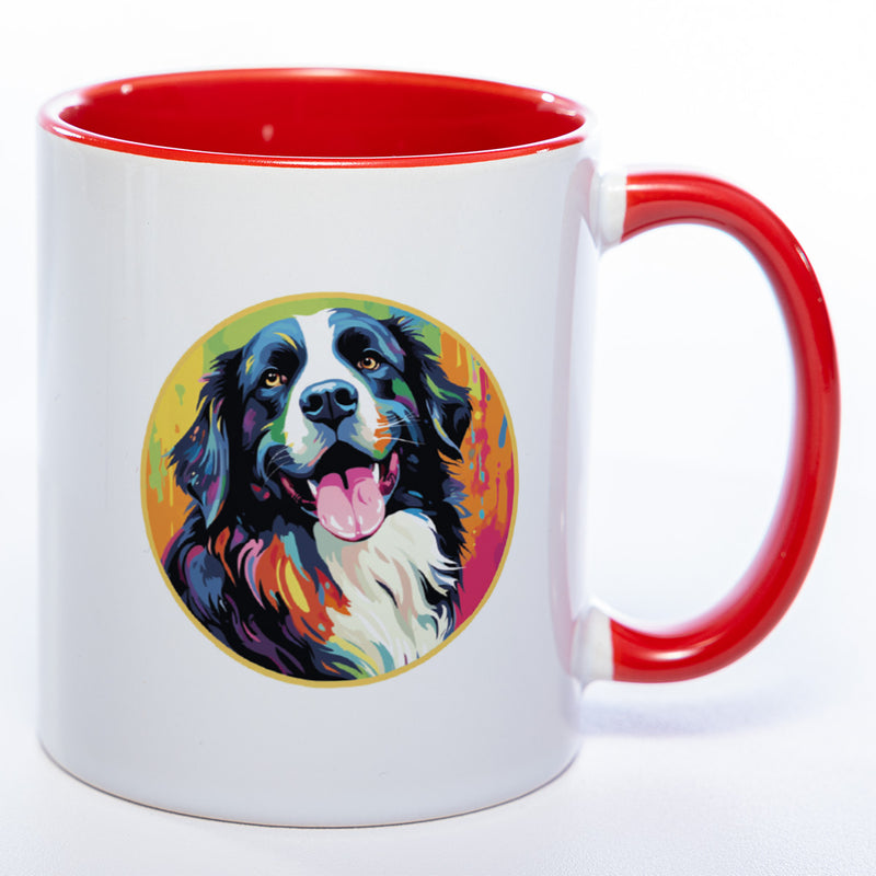 Tasse auf Wunsch mit Namen und Landseer-Motiv rot