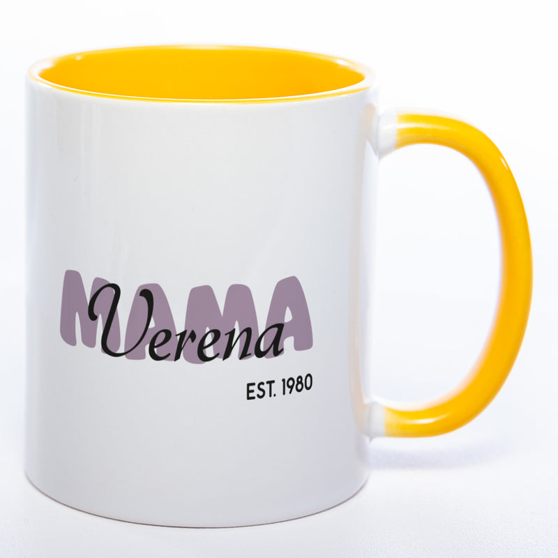 Tasse "MAMA" mit Namen und Geburtsjahr - Tolle Geschenkidee zu Muttertag spülmaschinenfest