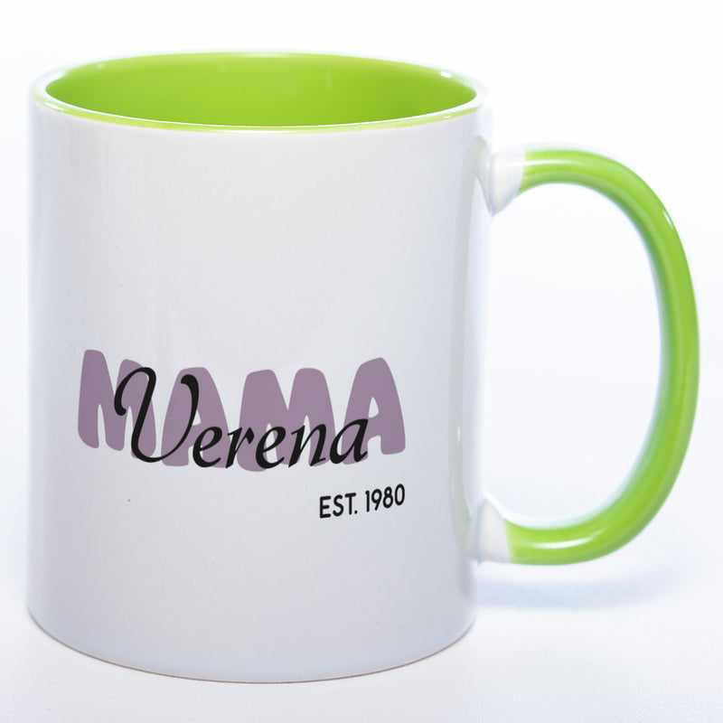 Tasse "MAMA" mit Namen und Geburtsjahr - Tolle Geschenkidee zu Muttertag spülmaschinenfest
