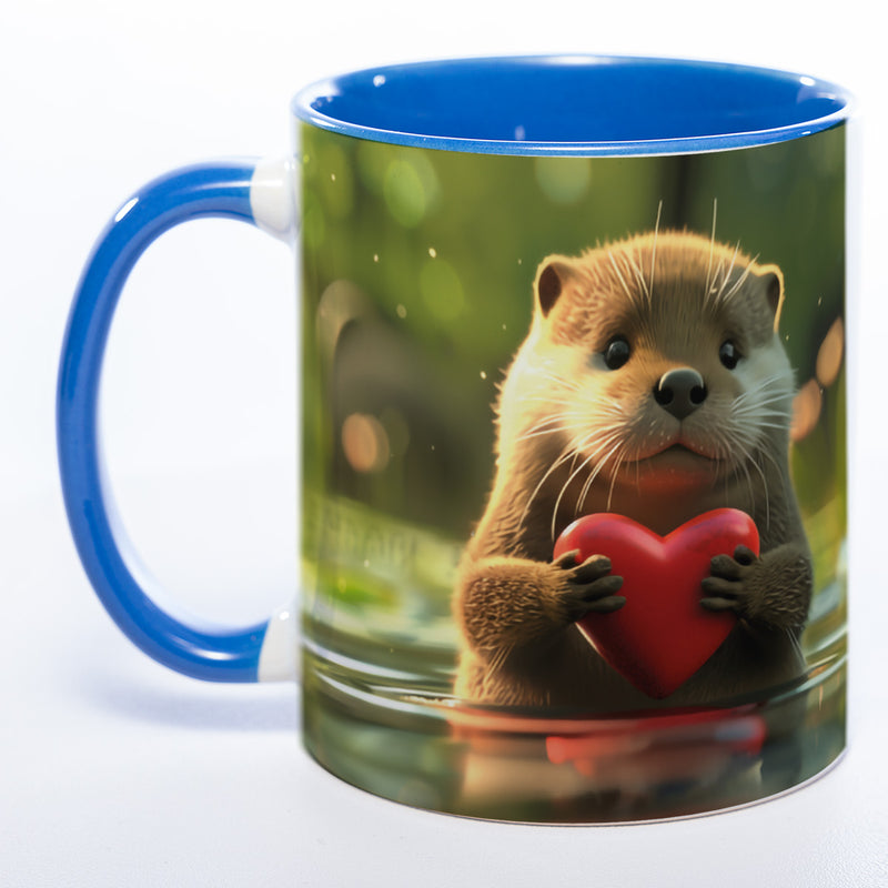 Spülmaschinenfeste Motiv-Tasse mit Otter Motiv 3 und 2 Liebessprüchen zur Auswahl - süße Kaffeetasse
