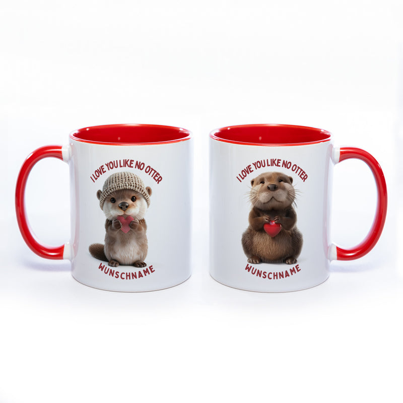 Spülmaschinenfeste Motiv-Tasse mit Otter Motiv 4 und 2 Liebessprüchen zur Auswahl - süße Kaffeetasse