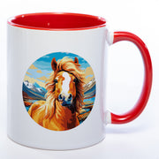 Tassenfarbe rot mit  Pferdemotiv