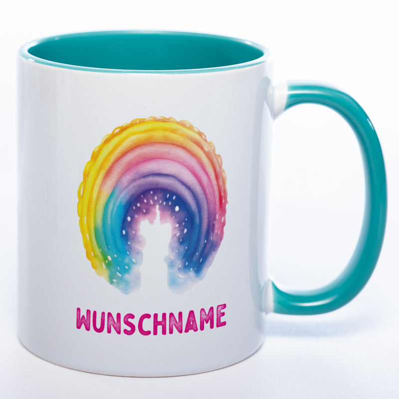 Mug Art Tasse Regenbogen mit Wunschname  - Kaffeetasse StickyWorld Exclusive