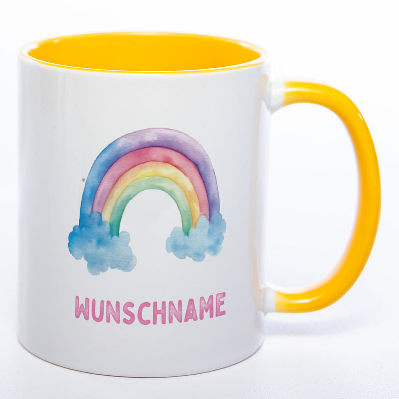 Mug Art Tasse Regenbogen Motiv 3 mit Wunschname  - Kaffeetasse StickyWorld Exclusive