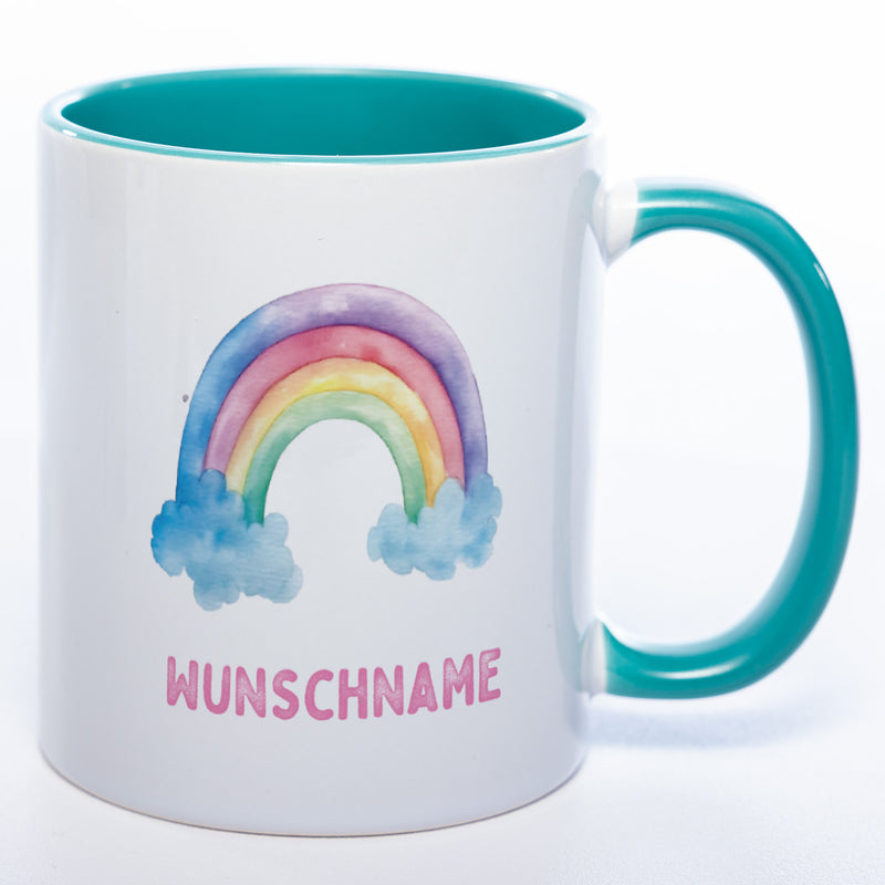 Mug Art Tasse Regenbogen Motiv 3 mit Wunschname  - Kaffeetasse StickyWorld Exclusive