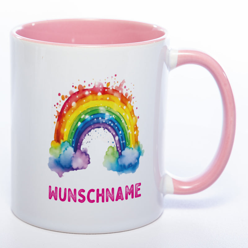 Mug Art Tasse Regenbogen Motiv 4 mit Wunschname  - Kaffeetasse StickyWorld Exclusive