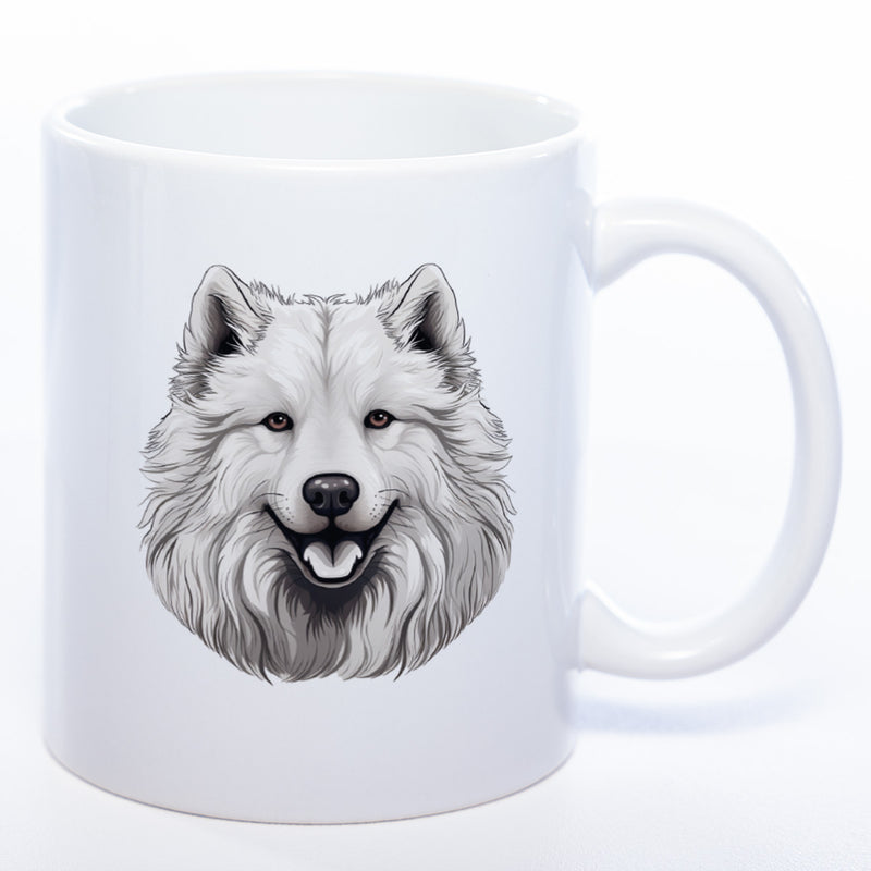 Hundetasse Samoyede 1 mit Wunschname in weiß