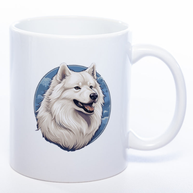 Hundetasse Samoyede mit Wunschname in weiß