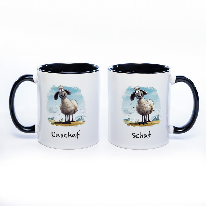 Lustige Motiv - Tasse Schaf Unschaf  - spülmaschinenfest