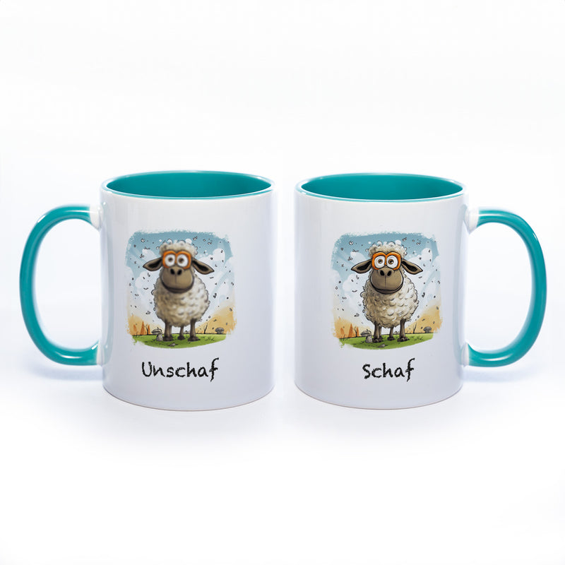 Lustige Motiv - Tasse Schaf Unschaf  - spülmaschinenfest