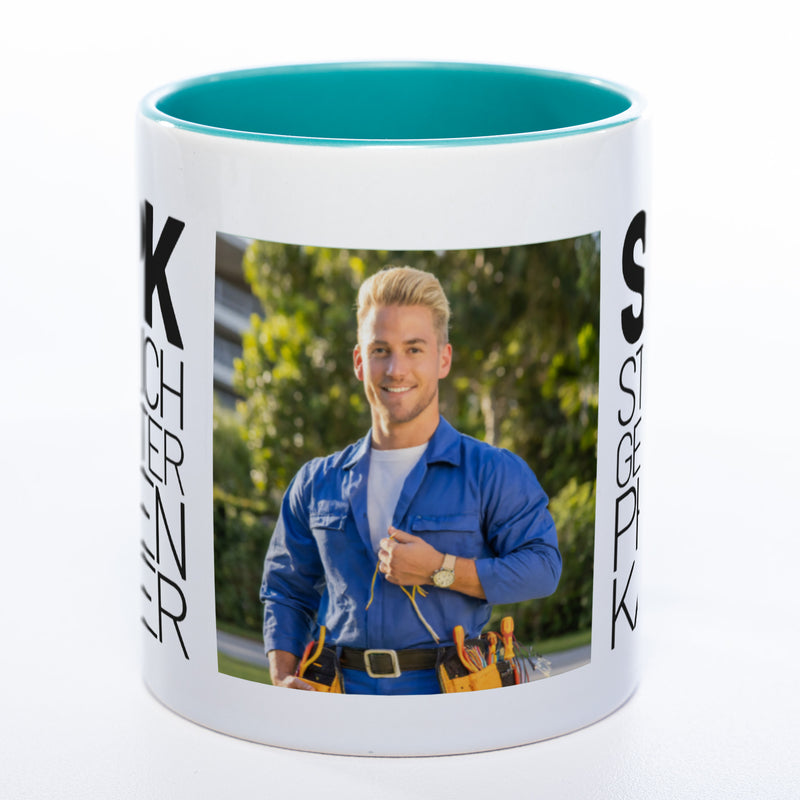 Freche Elektriker "SGPK" spülmaschinenfeste Tasse mit Foto (HD Druck) | Jetzt selbst gestalten!