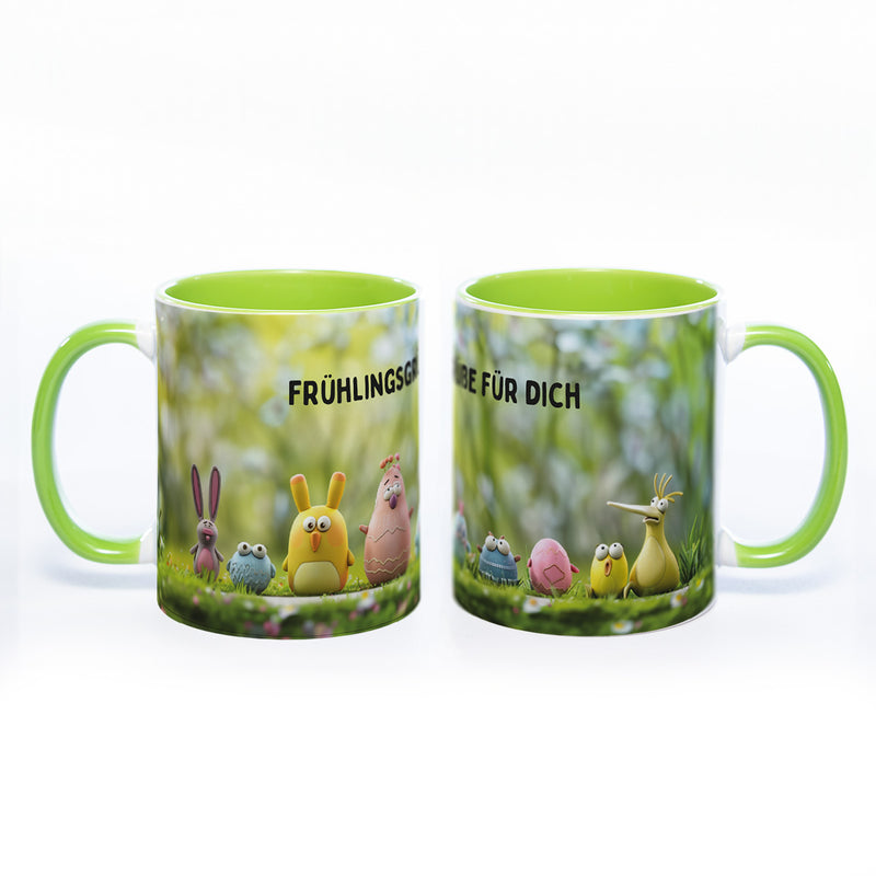 Motiv-Tasse Frühling mit Wunschtext - spülmaschinenfest