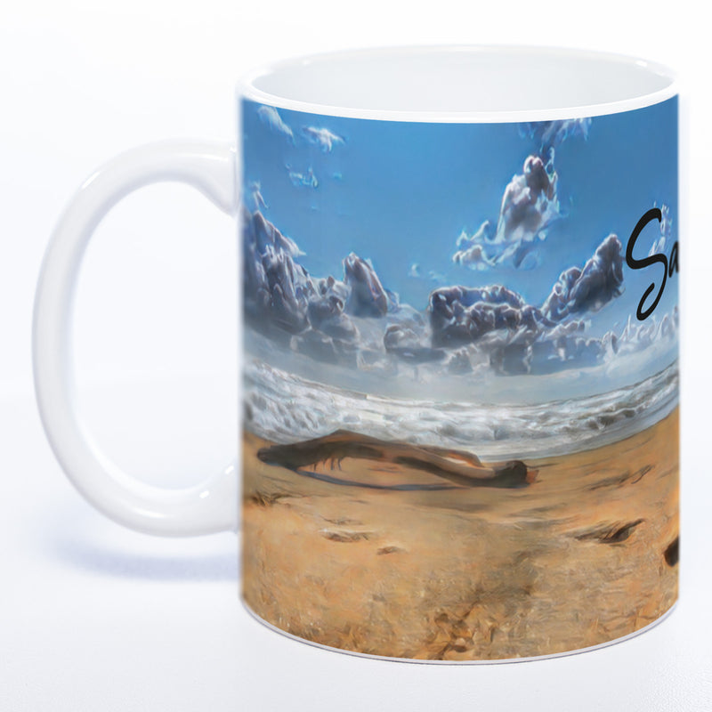 Tasse mit Strandbild Treibholz und Deinem Namen - Tolle Geschenkidee - spülmaschinenfest