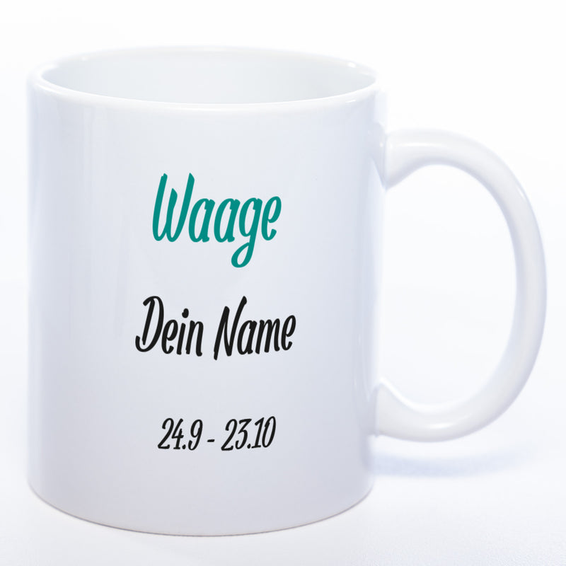 Sternzeichen -Tasse mit Namen und Geburtsdatum - spülmaschinenfest